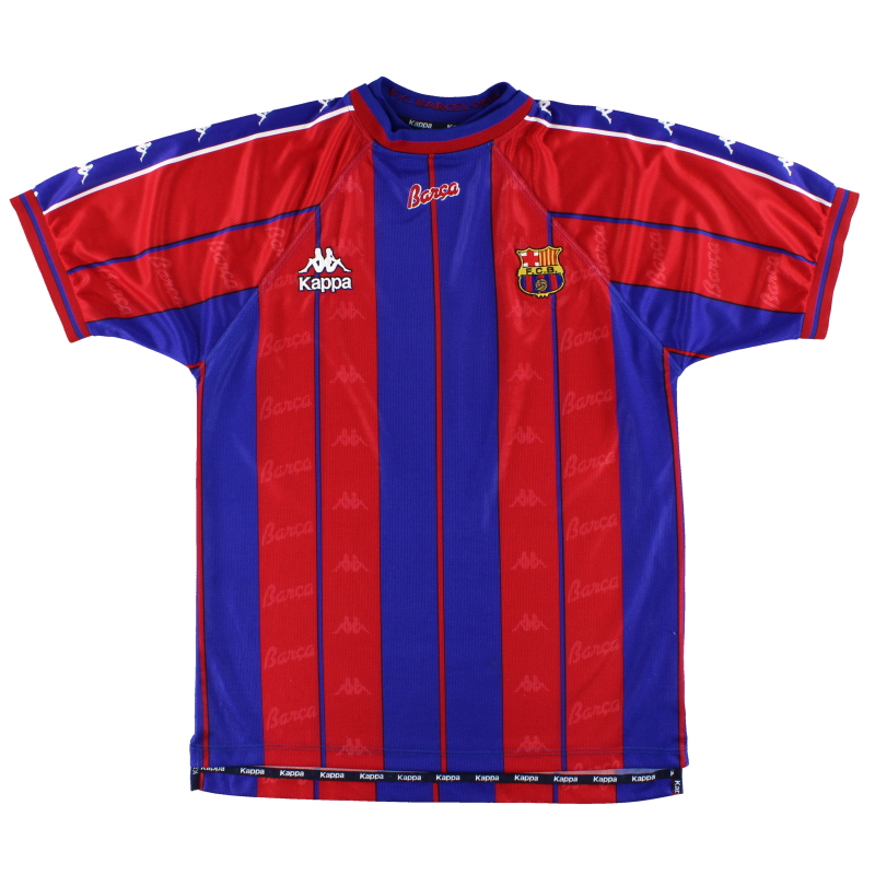 tyve Lav et navn Reception 1997-98 Barcelona Kappa Home Shirt L