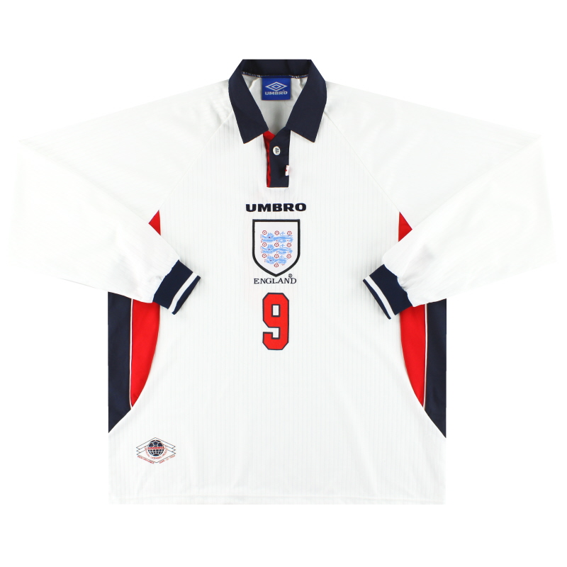 Camiseta de local de Inglaterra Umbro 1997-99 L/S #9 XXL - 734755