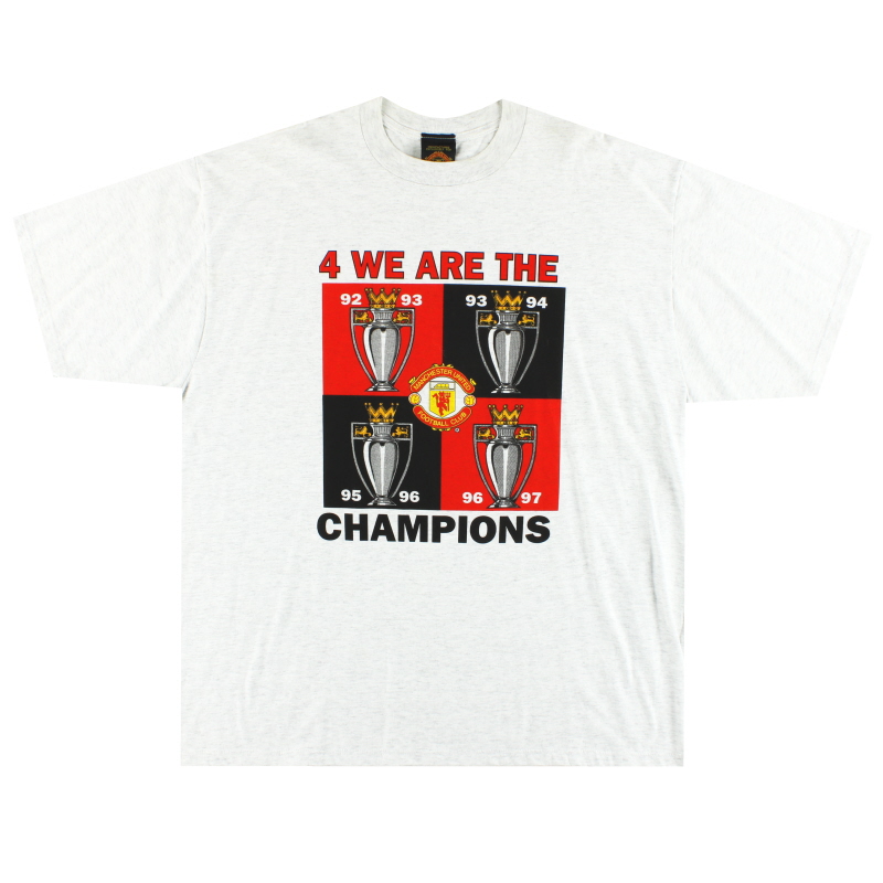 1997-99 Manchester United '4 We Are The Champions' Graphic Tee XL