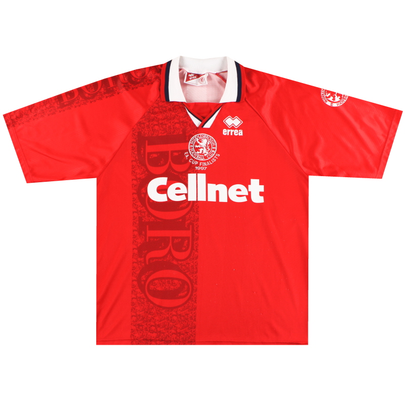 1997 Middlesbrough Errea ’F.A. Cup Finalists’ Home Shirt L