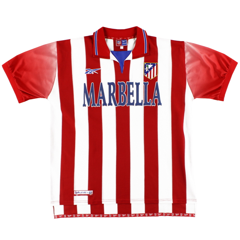 Destierro Alfabeto Baño 1998-99 Atletico Madrid Reebok Camiseta de local * Menta * XXL