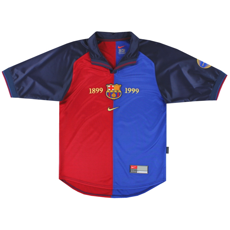 1999-00 바르셀로나 나이키 XNUMX주년 홈 셔츠 S