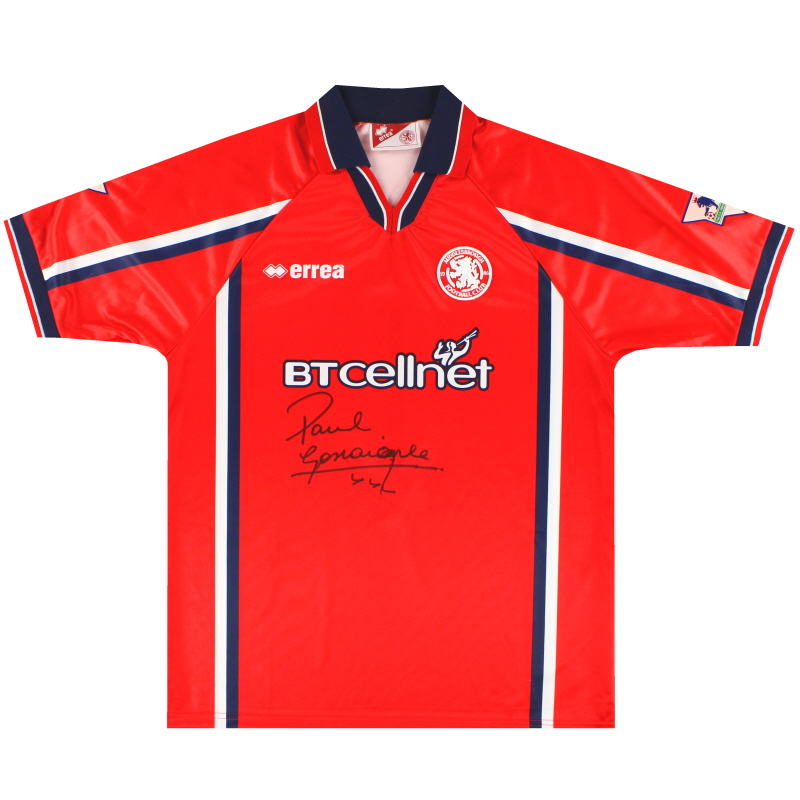 1999-00 Middlesbrough Errea ’Signed’ Gascoigne #8 Home Shirt XL