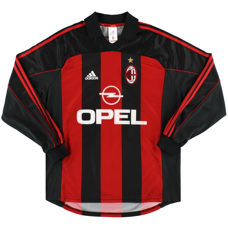 2000-02 AC Milan adidas Player Issue Home Shirt #3 L/S S