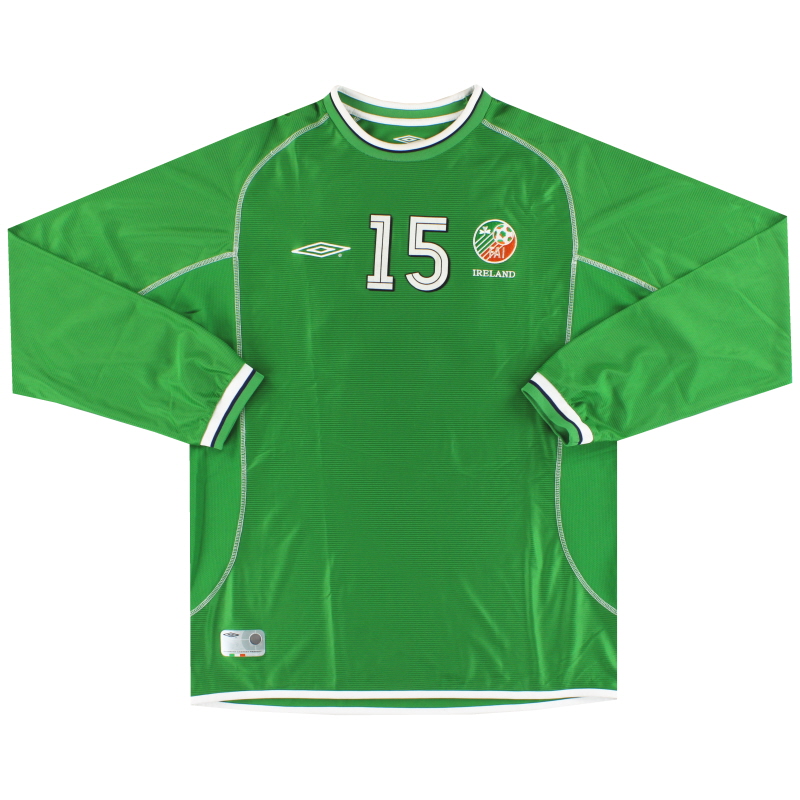 2001-02 Ireland Umnro Match Issue Home Shirt #15 L/S XL