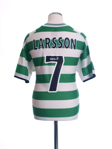 2000/01 LARSSON #7 Celtic Vintage Umbro Away Football Shirt (L