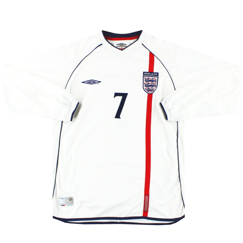2001-03 England Umbro Home Shirt L/S #7 L