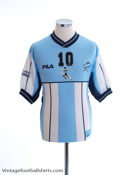 2001 Argentina Diego Maradona Testimonial Shirt # 10 * Nuovo * L ...