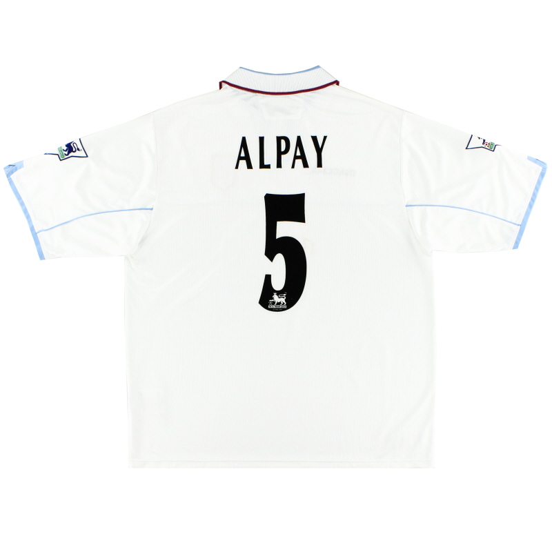 2002-03 Aston Villa Diadora Match Issue Away Shirt Alpay #5 XL