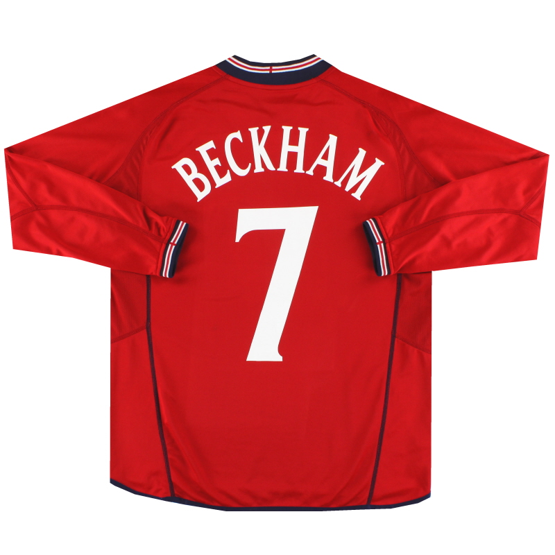 2002-04 England Umbro Away Shirt Beckham #7 L/S M