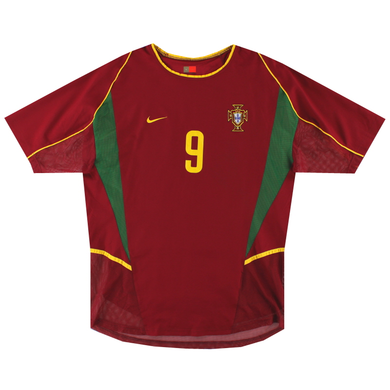 2002-04 Portugal Nike Player Issue thuisshirt nr. 9 L