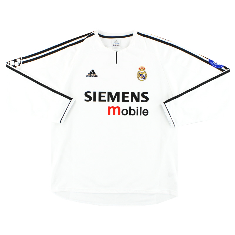 2003-04 Real Madrid adidas CL Maillot Domicile L/S * Menthe * XL - 913869