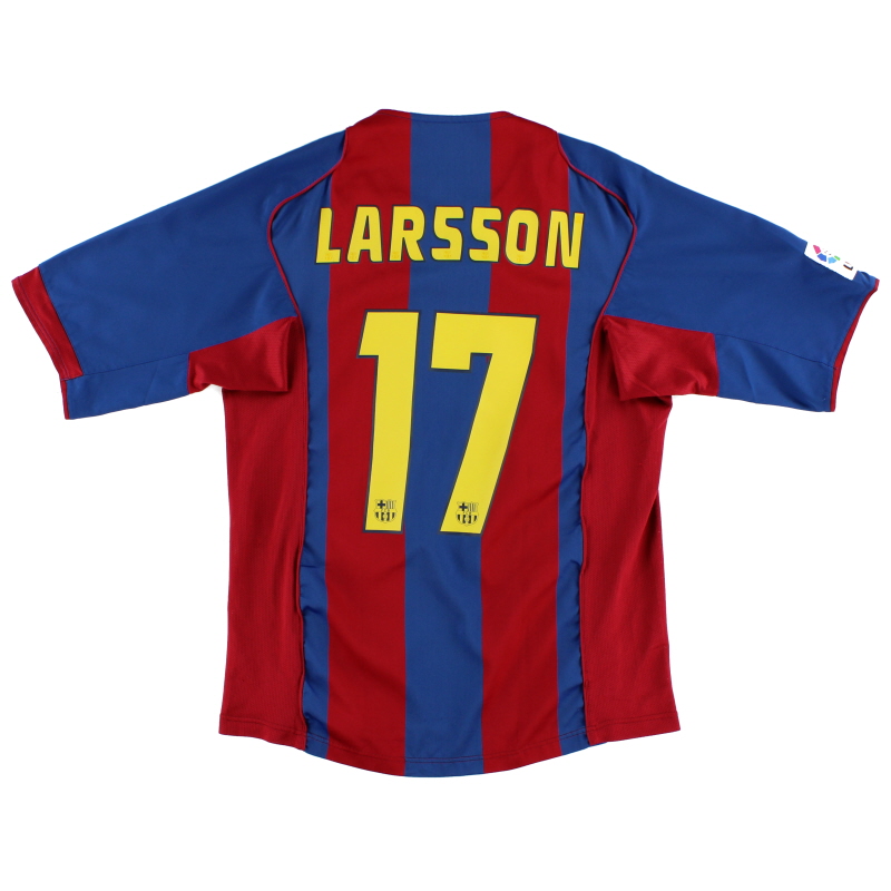 2004-05 Barcelona Home Shirt Larsson #17 M
