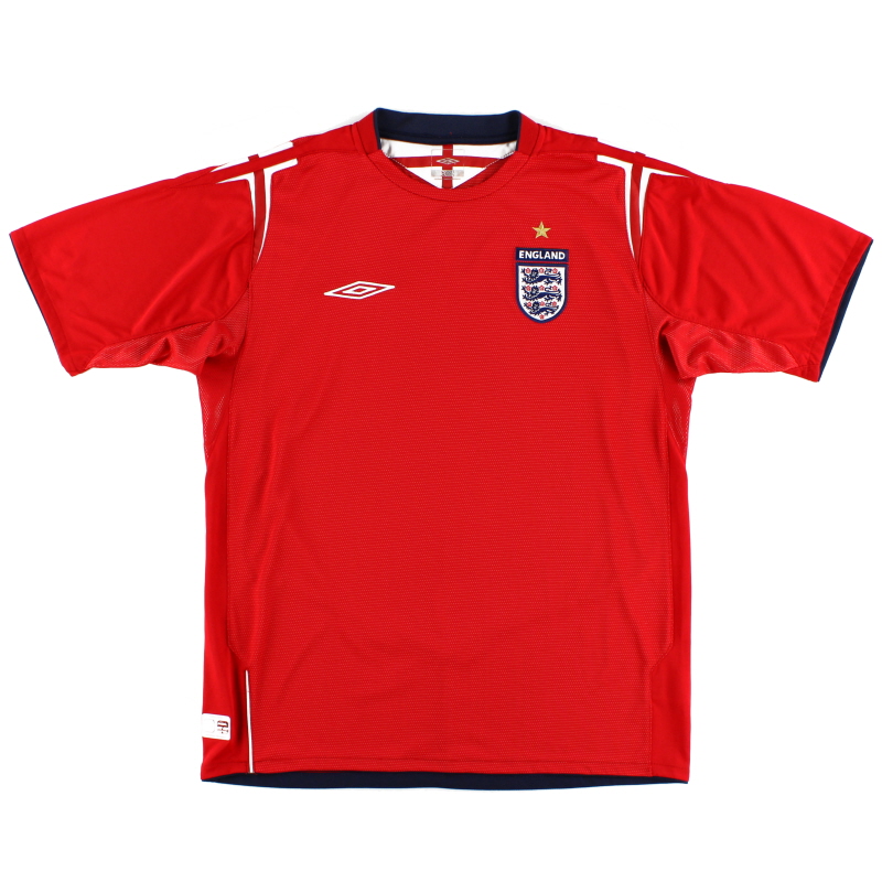 Umbro England 2004-06 Football Shirt Red Away Soccer Jersey 2004 Mens Large L 