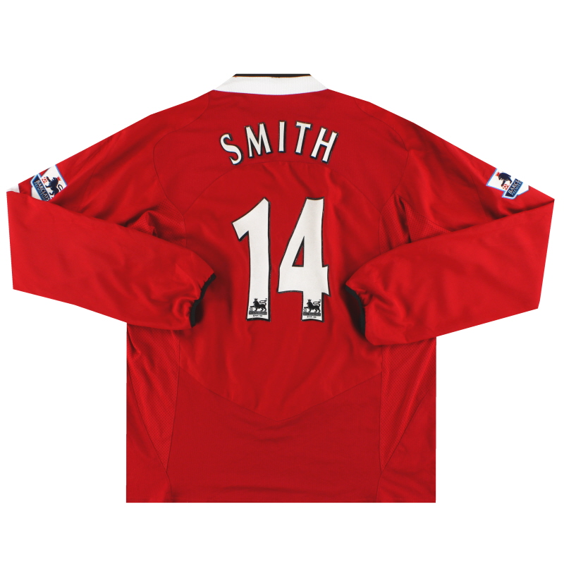 2004-06 Manchester United Nike Home Shirt Smith #14 L/S L - 118835