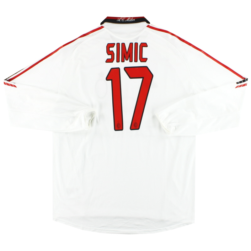 2005-06 AC Milan adidas Player Issue 'Formotion' Maglia Away Simic #17 L/S XL - 109949