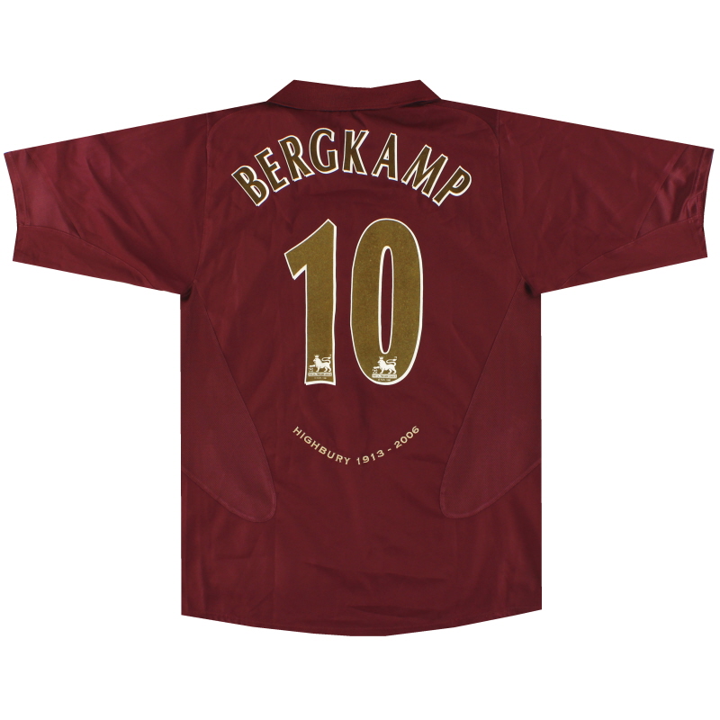 2005-06 Arsenal Highbury Home Shirt Bergkamp #10 L - 195578