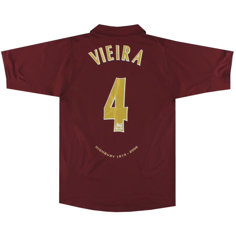 2005-06 Arsenal Nike Commemorative Highbury Home Shirt Vieira #4 M - 195578