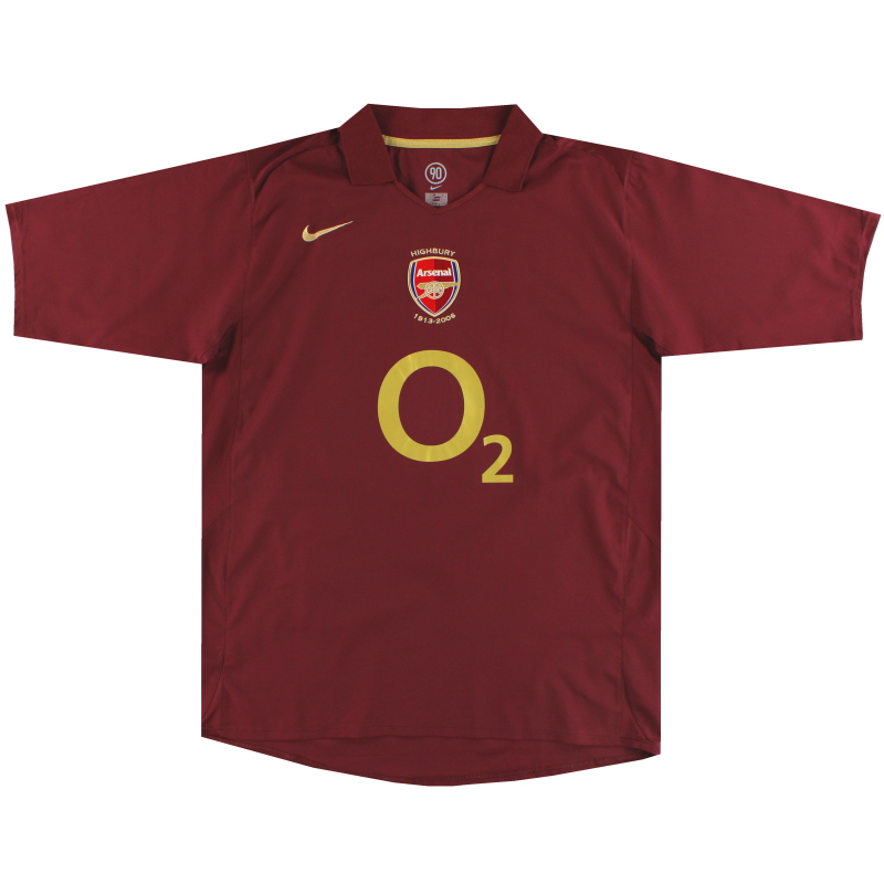 2005-06 Arsenal Nike camiseta conmemorativa de la primera equipación de Highbury L - 496620