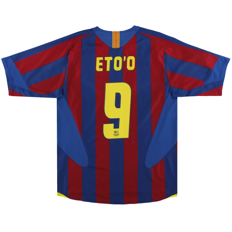 Experimentar Renacimiento comedia 2005-06 Barcelona Camiseta Nike Local Eto'o # 9 M 195970