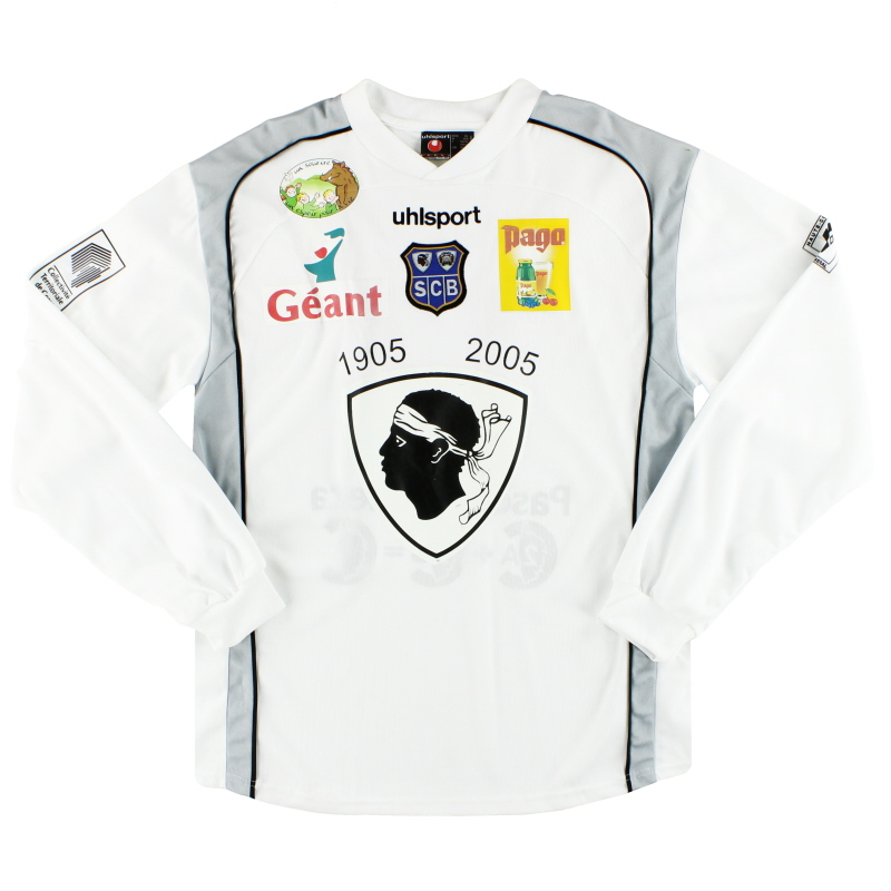 2005-06 Bastia Uhlsport Edisi Pertandingan Kaus Tandang Matingou # 17 L / S XL