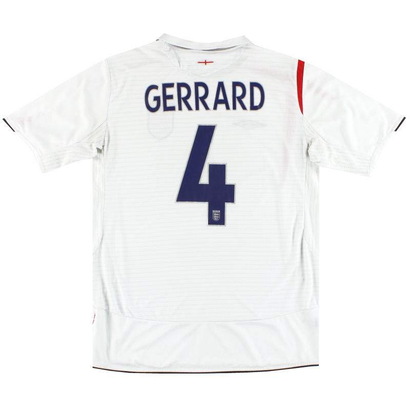 2005-07 England Umbro Home Shirt Gerrard #4 L