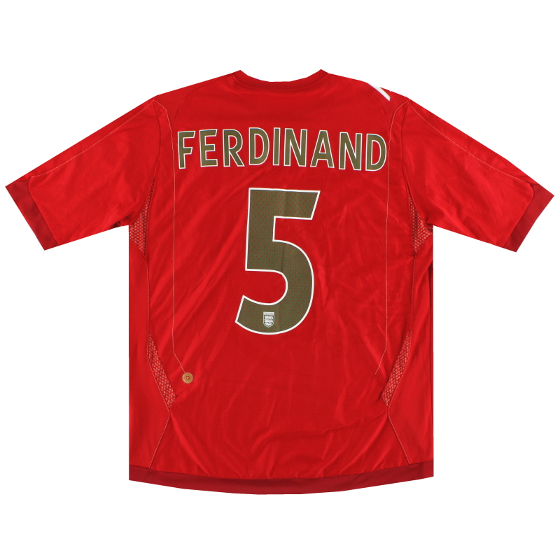 2006-08 England Umbro Away Shirt Ferdinand #5 L