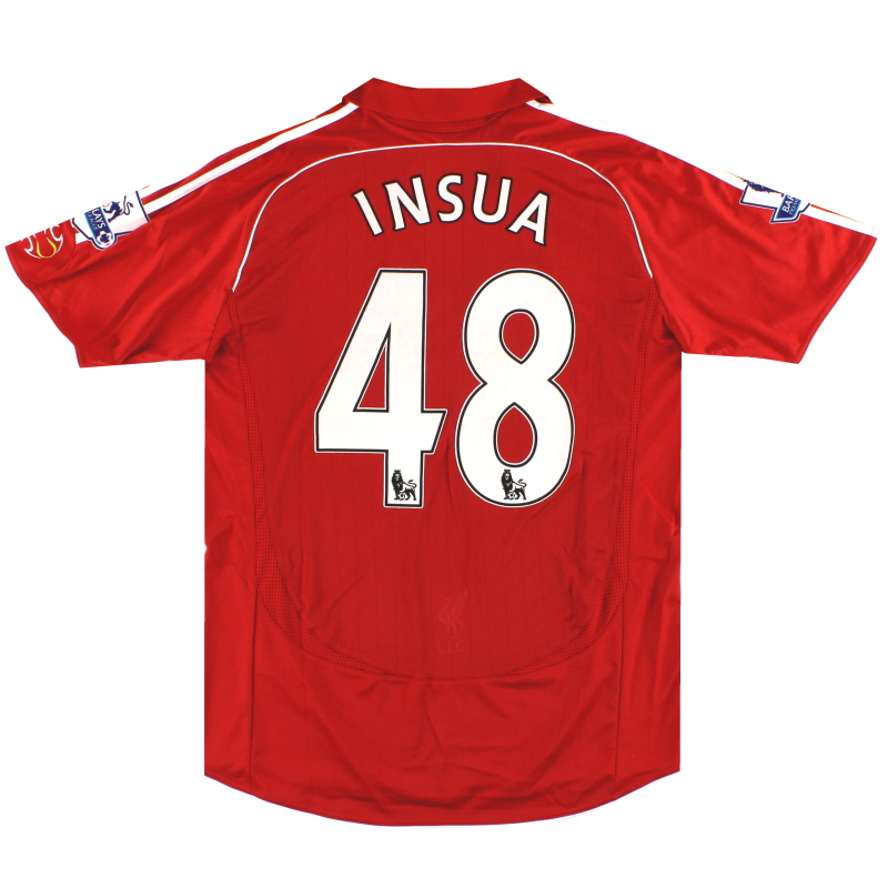 2007-08 Liverpool adidas Match Issue Home Shirt Insua #48 - 053325
