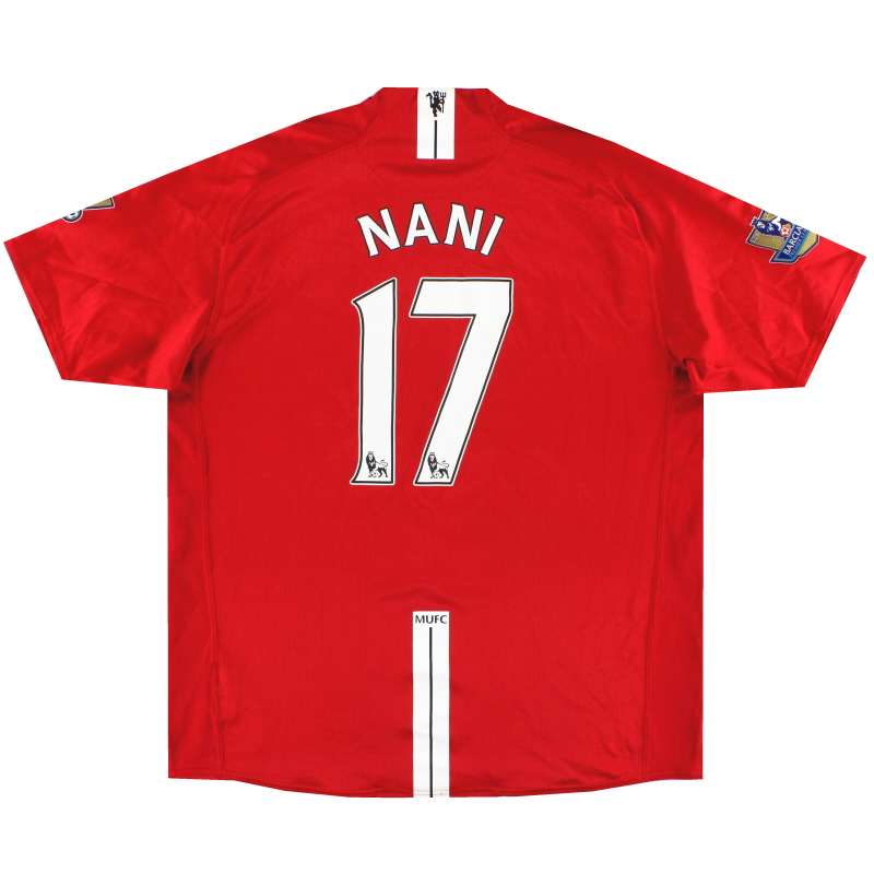2007-08 Manchester United Nike Home Shirt Nani #17 XL - 237924