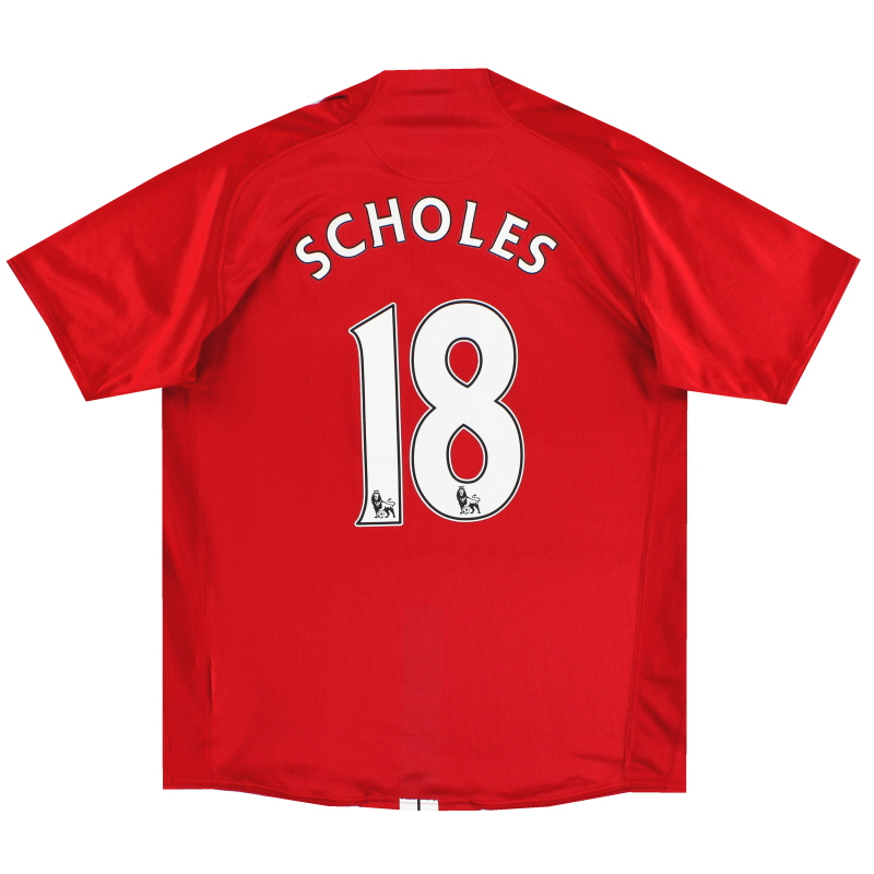 2007-08 Manchester United Nike Maillot Domicile Scholes #18 L - 237924