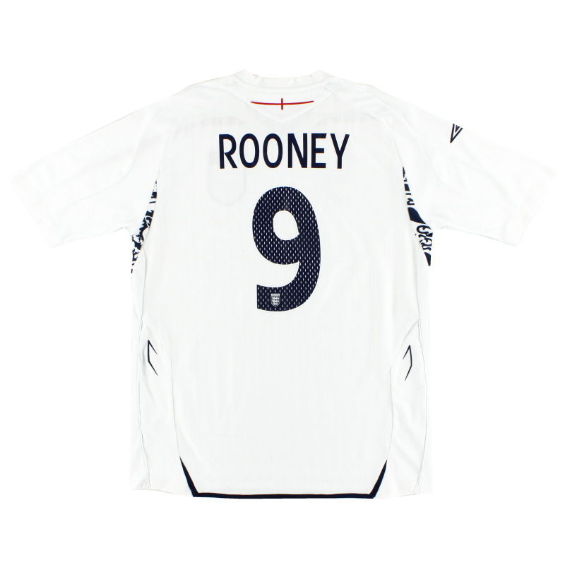 2007-09 England Umbro Home Shirt Rooney #9 L