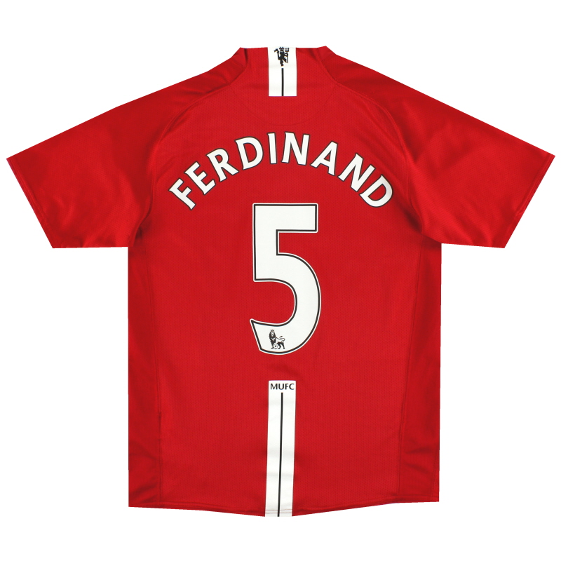 2007-09 Manchester United Nike Maglia Home Ferdinand #5 S - 237924-666