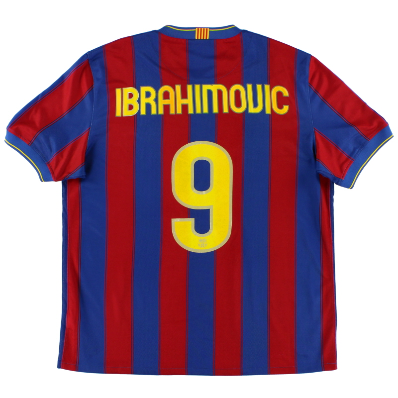 2009-10 Barcelona Home Shirt Ibrahimovic #9 S - 343808-496