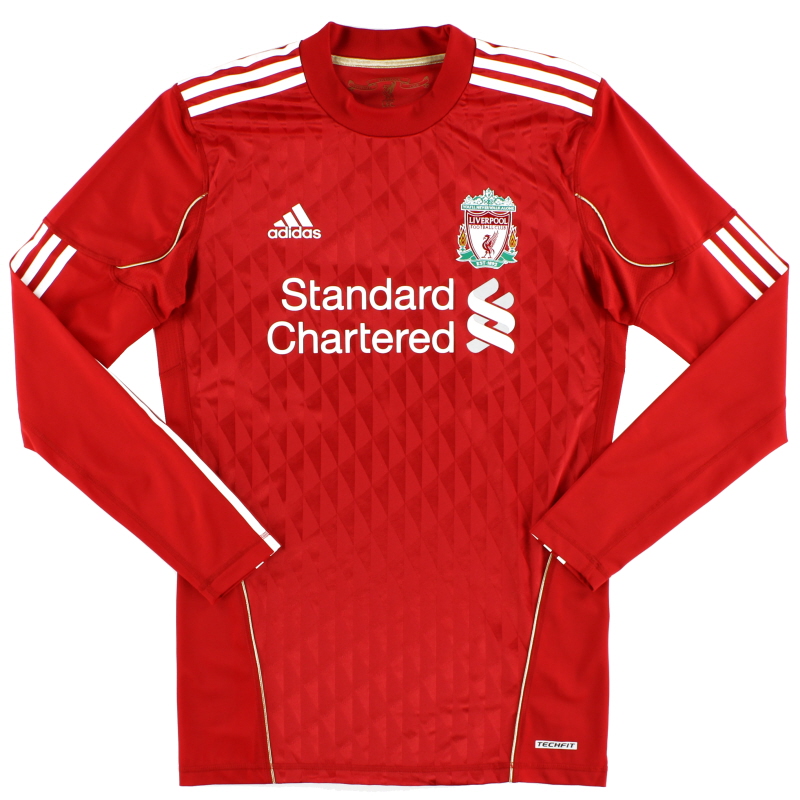 2010-11 Liverpool adidas Techfit Match Issue Home Shirt L/S #4 - P96686