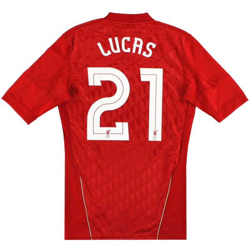 2010-12 Liverpool adidas TechFit Player Issue Home Shirt Lucas #21 L - P96751