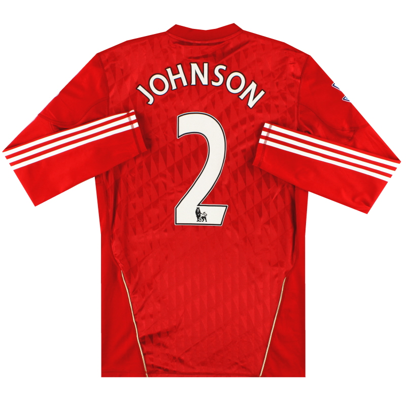 2010-12 Liverpool Techfit Player Issue Home Shirt L/S Johnson #2 *Mint* XL - P96686