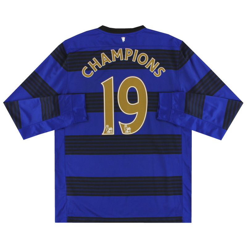 2011-13 Manchester United Nike Away Shirt Champions #19 L/S *Seperti Baru* L - 423936-403