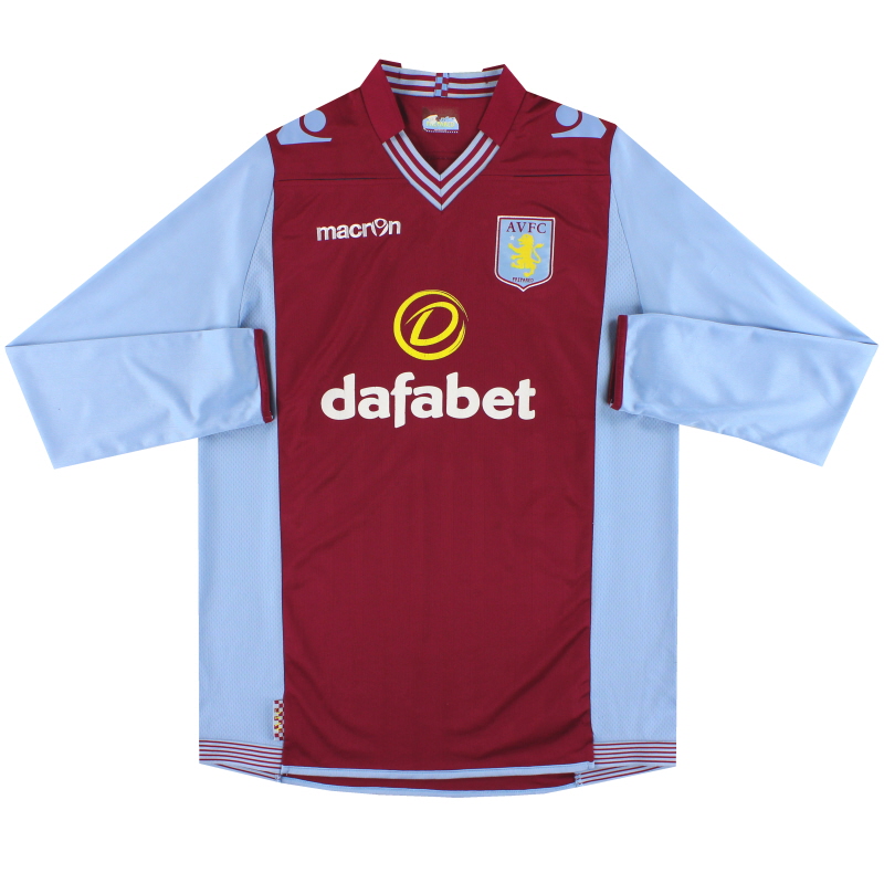 2013-14 Aston Villa Macron Home Shirt L/S XL