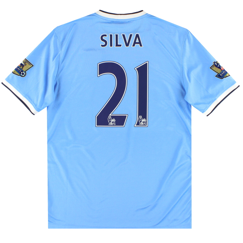 Maillot domicile Nike Manchester City 2013-14 Silva # 21 * Menthe * L - 574863-489