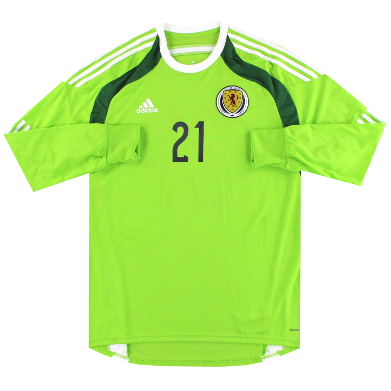 2014-15 Scotland Adidas adizero Goalkeeper Shirt # 21 * As New * - D86713