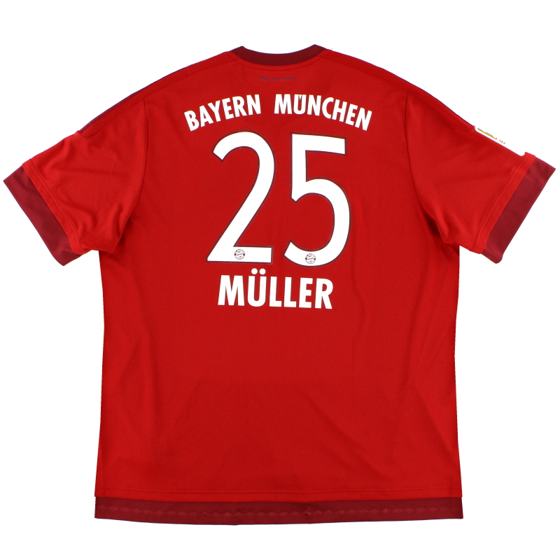 2015-16 Bayern Monaco Home Maglia Muller #25 *Menta* S - S14294