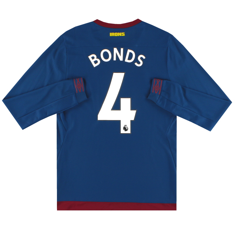 2018-19 West Ham Umbro Away Shirt L/S Bonds #4 *Mint* S