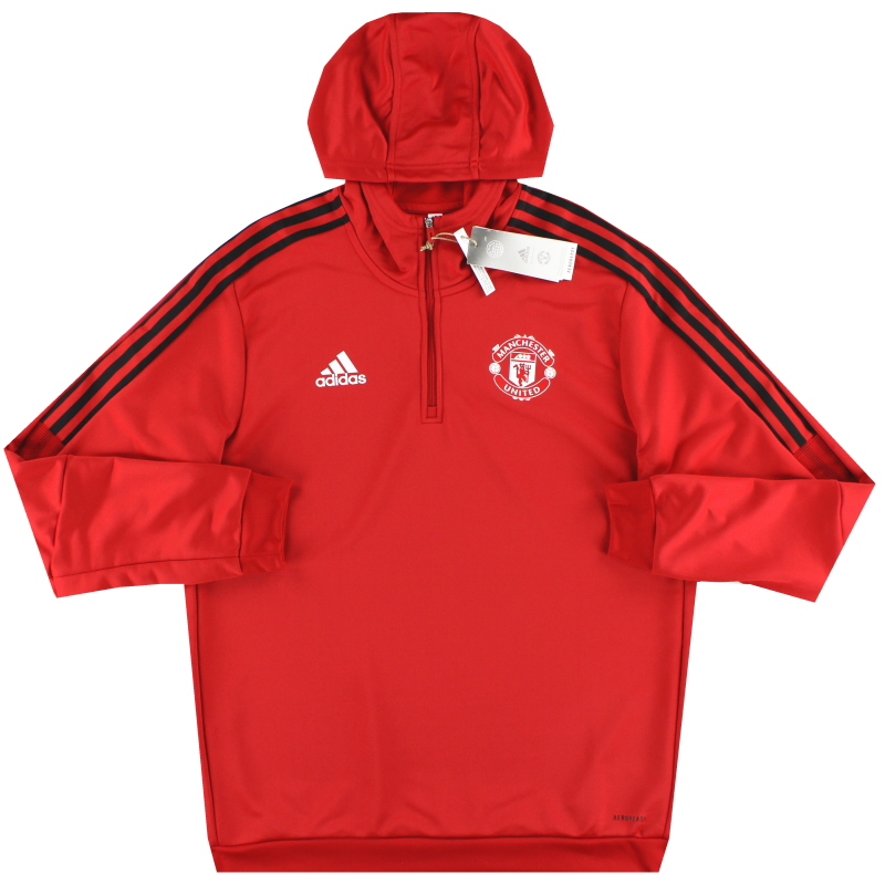 2022-23 Manchester United adidas 1/4 Zip Hooded Top L - HC9751 - 4065424617667