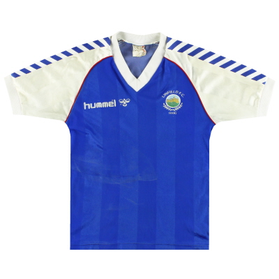1986-87 Linfield Hummel Домашняя футболка #9 L.Boys