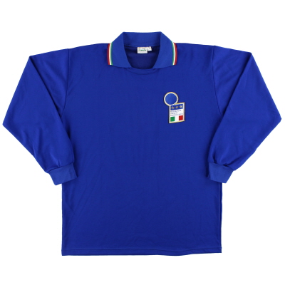 1986-90 Italia Diadora Pemain Mengeluarkan Baju Kandang # 16 L / SL