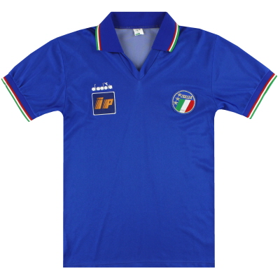 Italië Diadora Player Issue Thuisshirt 1986-90 * Mint * M