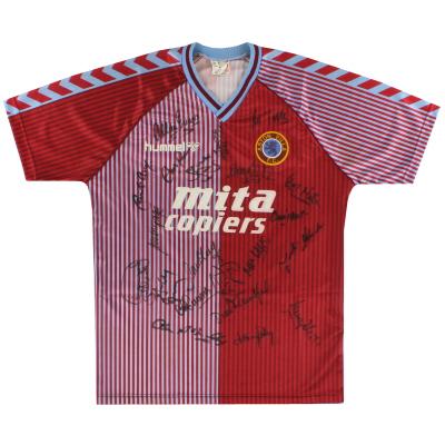 1987-89 Aston Villa Hummel Maglia Home 'Autografata' M