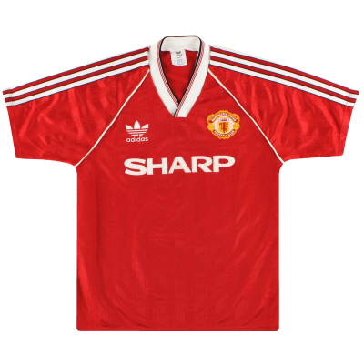 1988-90 Manchester United adidas Home Maglia *menta* L