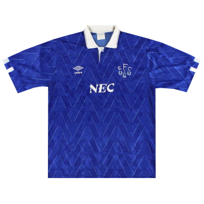 1988-91 Everton Umbro Kemeja Kandang M