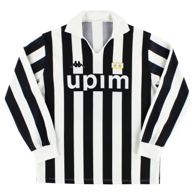1989-90 Seragam Kandang Juventus Kappa L / S # 11 XL